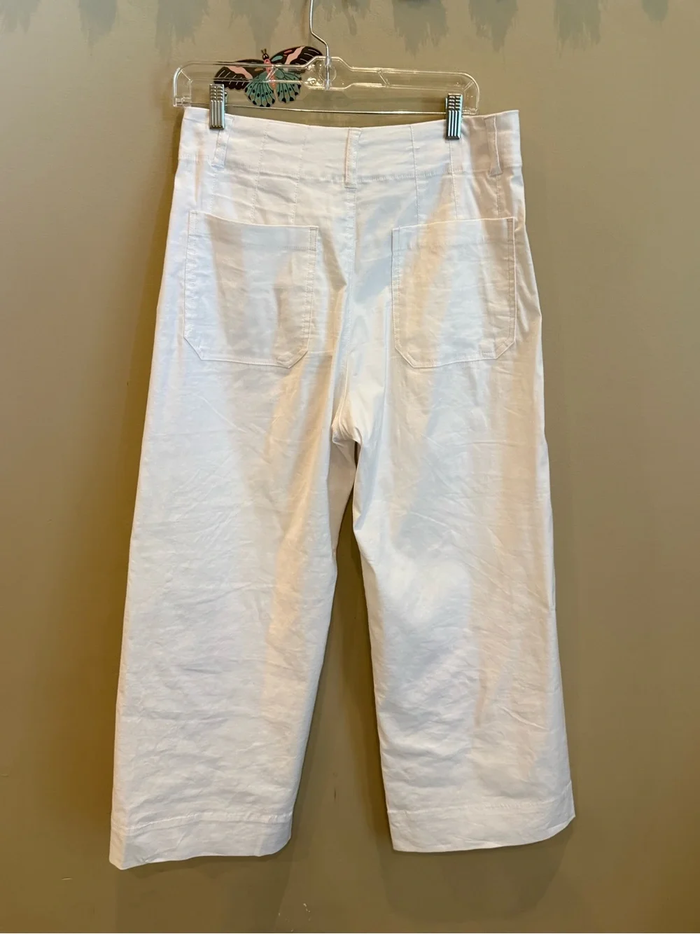Maeve Collette White Wide-Leg High-Rise Cropped Pants - Picture 11 of 12